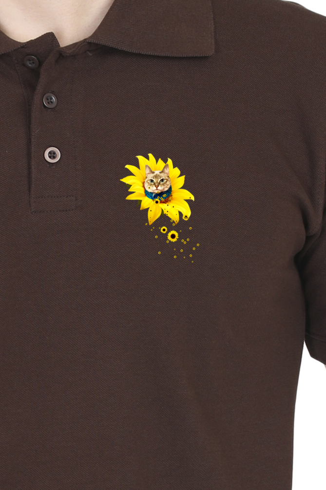 Polo Neck T-Shirt (Men) - A Meowment Of Sunshine (10 Colours)