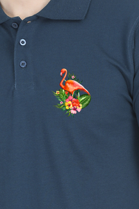 Polo Neck T-Shirt (Men) - Fashionable Flamingo (10 Colours)