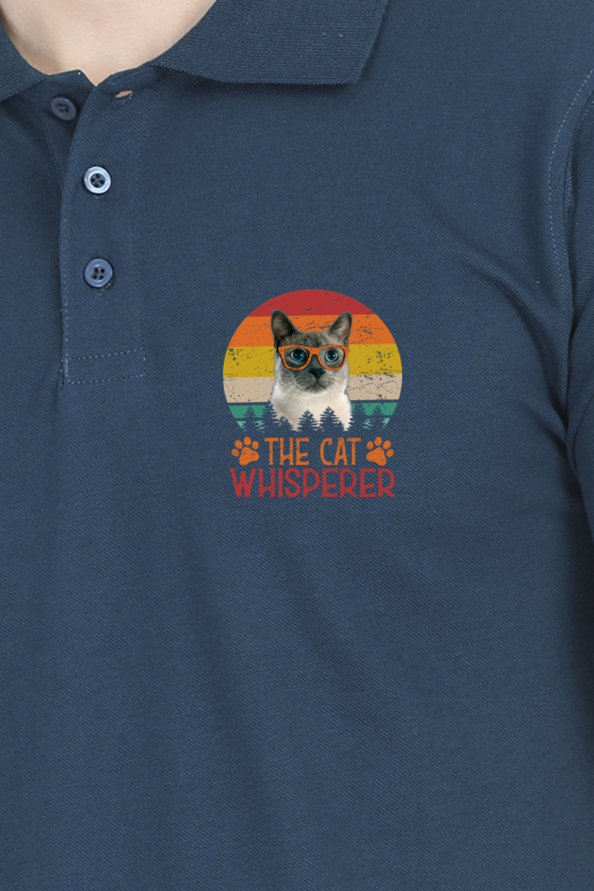 Polo Neck T-Shirt (Men) - The Cat Whisperer (7 Colours)