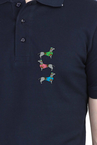 Polo Neck T-Shirt (Men) - Three Daschunds (11 Colours)