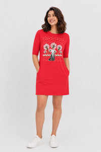 T-shirt Dress With Pockets - Fresh White Cat (3 Colours) (Slim Fit)