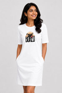 T-shirt Dress With Pockets - Bored Pug Baby (3 Colours) (Slim Fit)