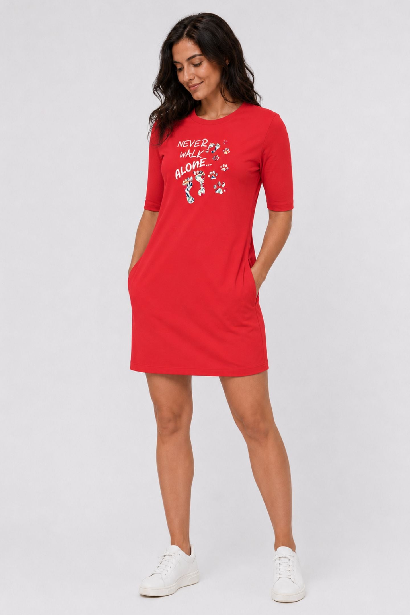 T-shirt Dress With Pockets - Forever Footsteps (3 Colours) (Slim Fit)