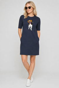 T-shirt Dress With Pockets - Fun Loving Beagle (6 Colours) (Slim Fit)