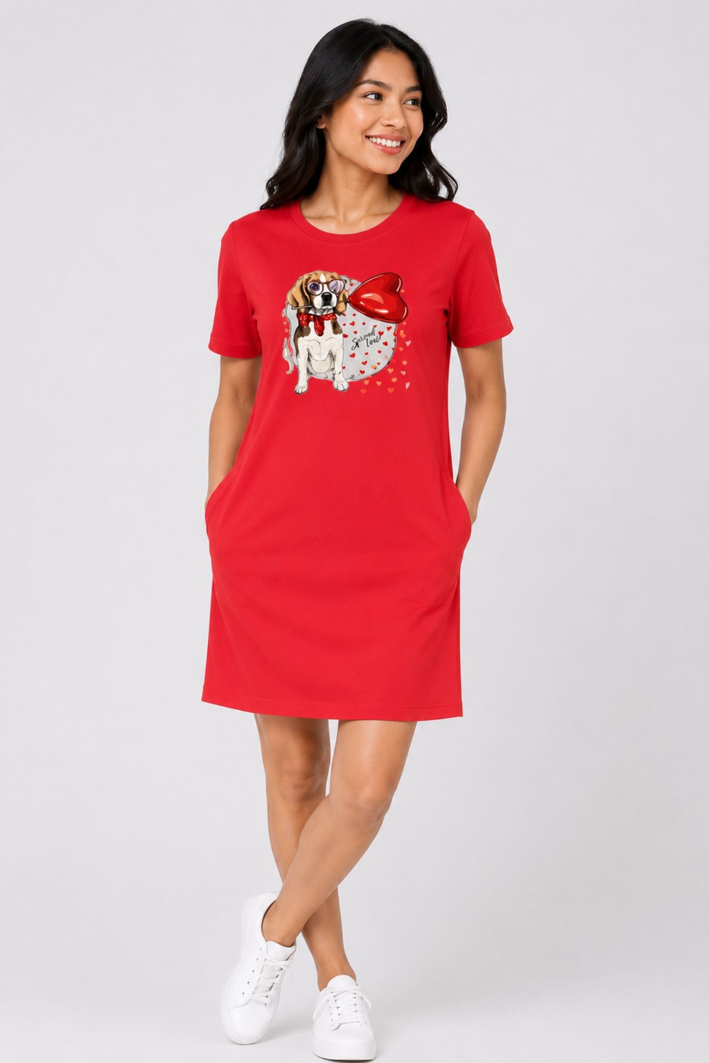 T-shirt Dress With Pockets - Beagle Furever Love (6 Colours) (Slim Fit)
