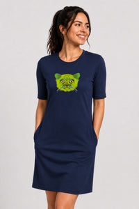 T-shirt Dress With Pockets - British Shorthair Victorian Cat (6 Colours) (Slim Fit)