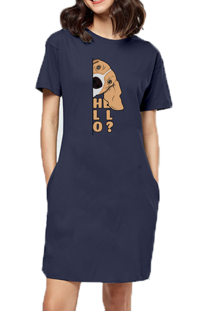T-shirt Dress With Pockets - Basset Hound Hello (6 Colours)