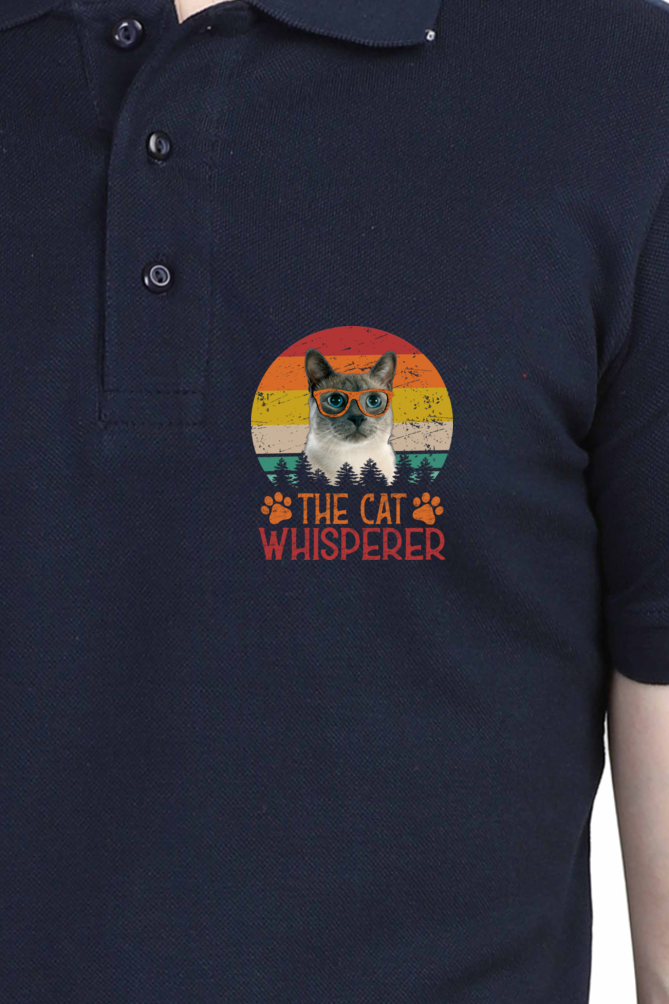 Polo Neck T-Shirt (Men) - The Cat Whisperer (7 Colours)