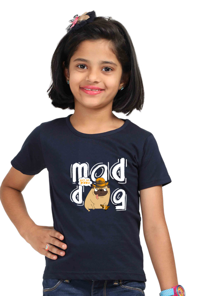 Round Neck T-Shirt (Girls) - Pizza Pug (3 Colours)