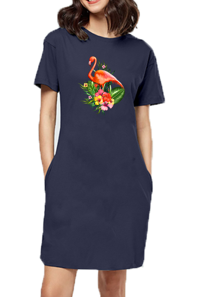 T-shirt Dress With Pockets - Fashionable Flamingo (5 Colours)