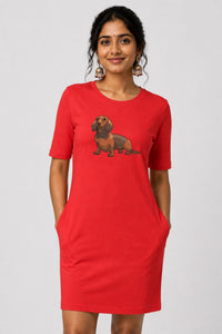 T-shirt Dress With Pockets - Dash Dash Dachshund (4 Colours) (Slim Fit)