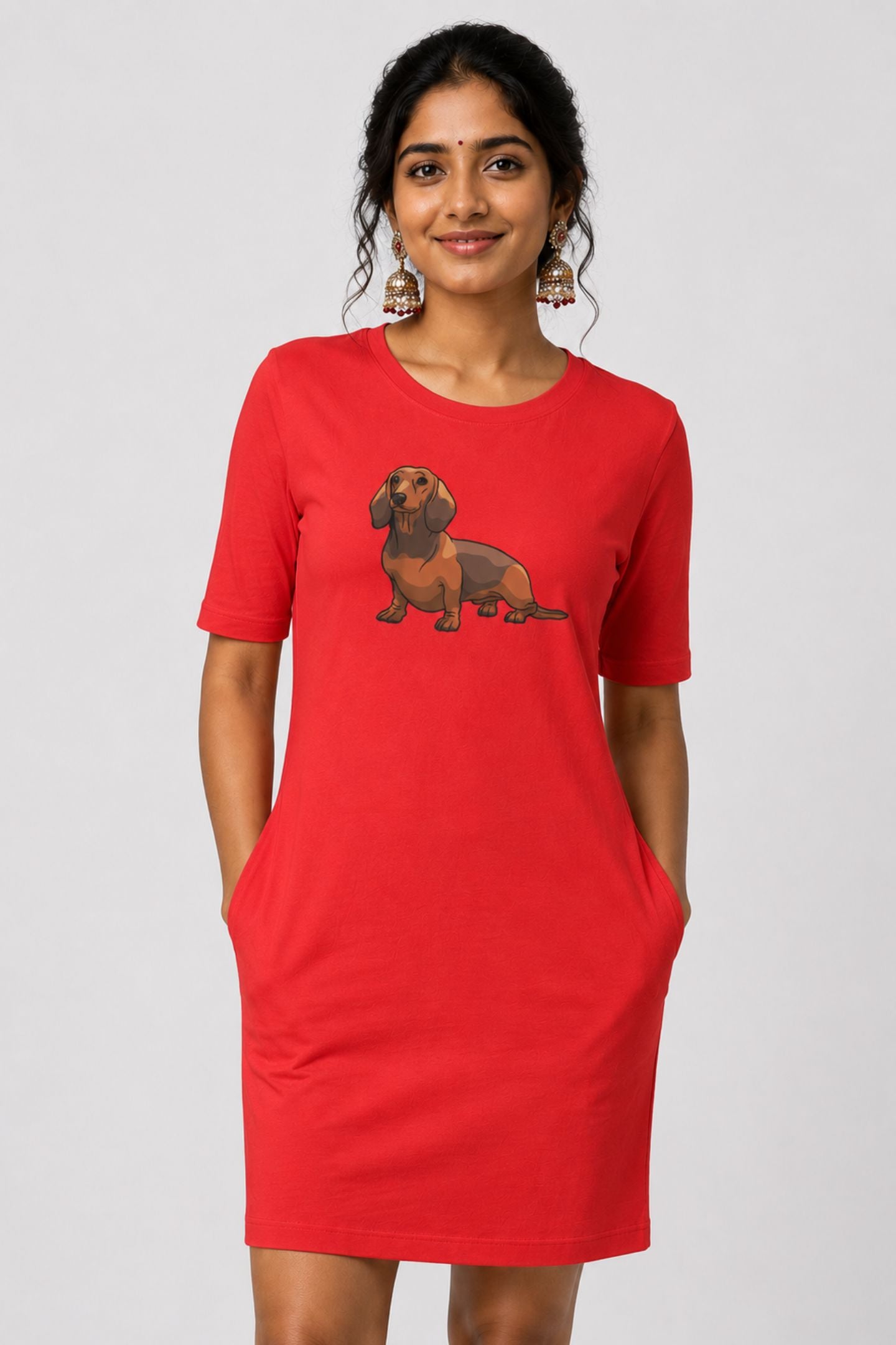 T-shirt Dress With Pockets - Dash Dash Dachshund (4 Colours) (Slim Fit)