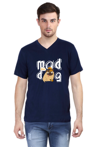 V Neck T-Shirt (Men) - Pizza Pug (4 Colours)