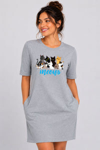 T-shirt Dress With Pockets - Cat Chaos (4 Colours) (Slim Fit)