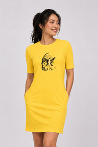 T-shirt Dress With Pockets - Fearless Gaze (4 Colours) (Slim Fit)
