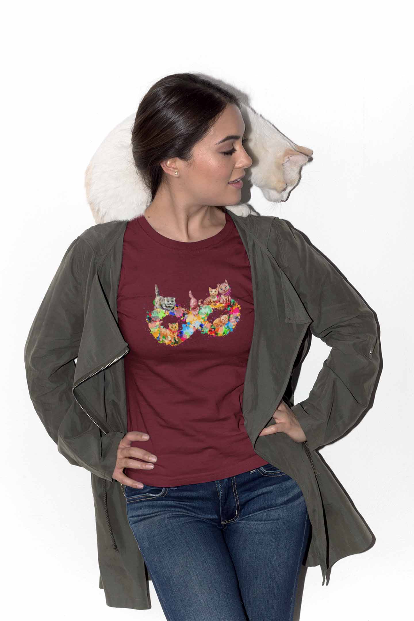 Round Neck T-Shirt (Women) - Infinity Cat Love (10 colours)