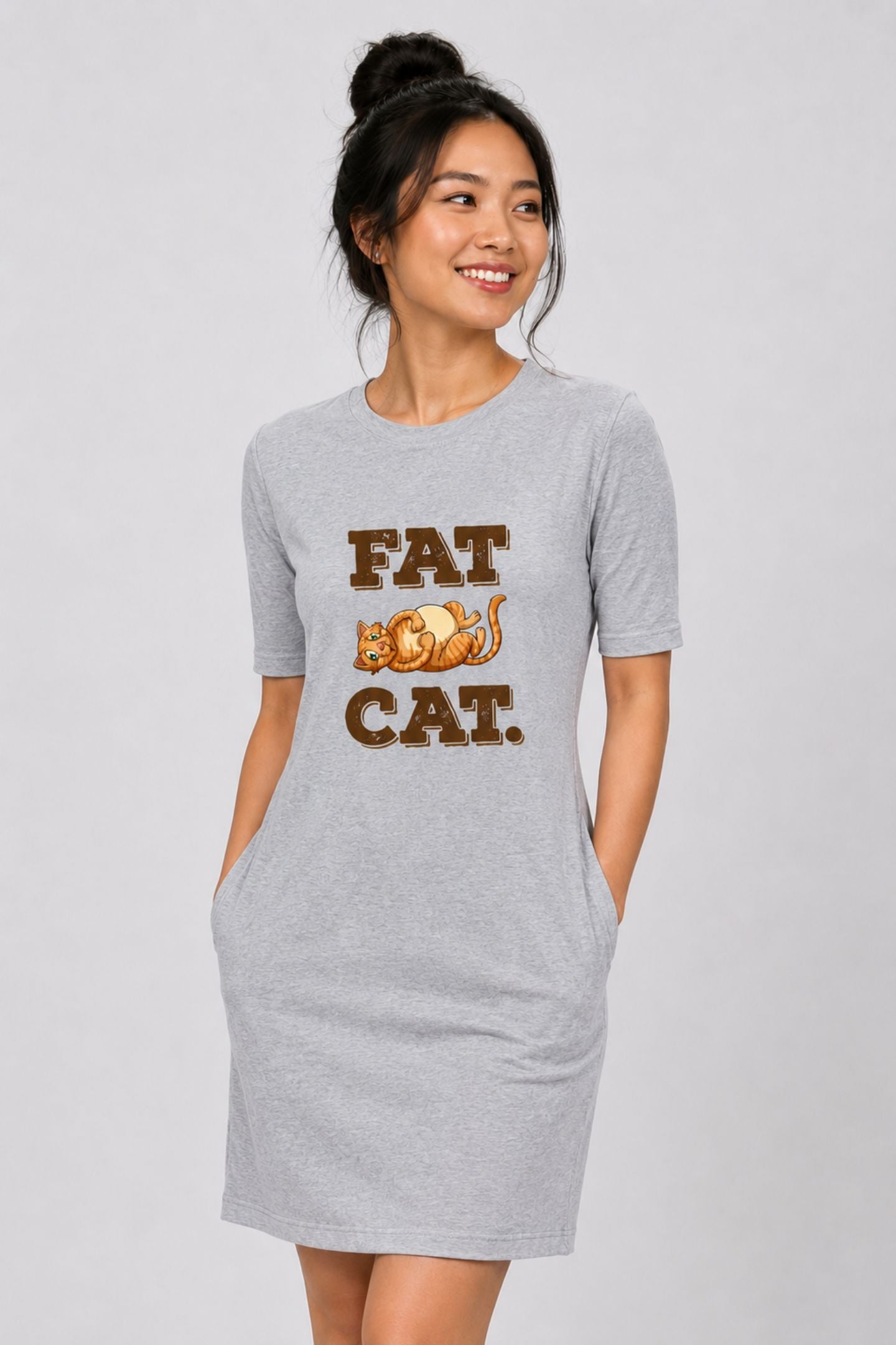T-shirt Dress With Pockets - Fat Cat (3 Colours) (Slim Fit)