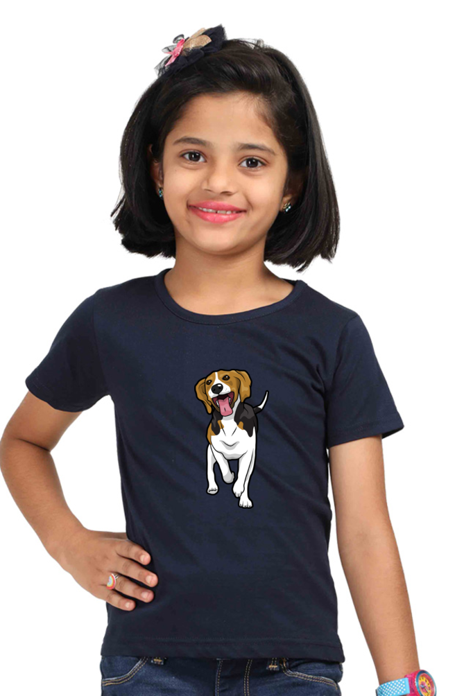 Round Neck T-Shirt (Girls) - Fun Loving Beagle (7 Colours)