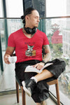 V Neck T-Shirt (Men) - Nerdy Kitty (3 Colours)