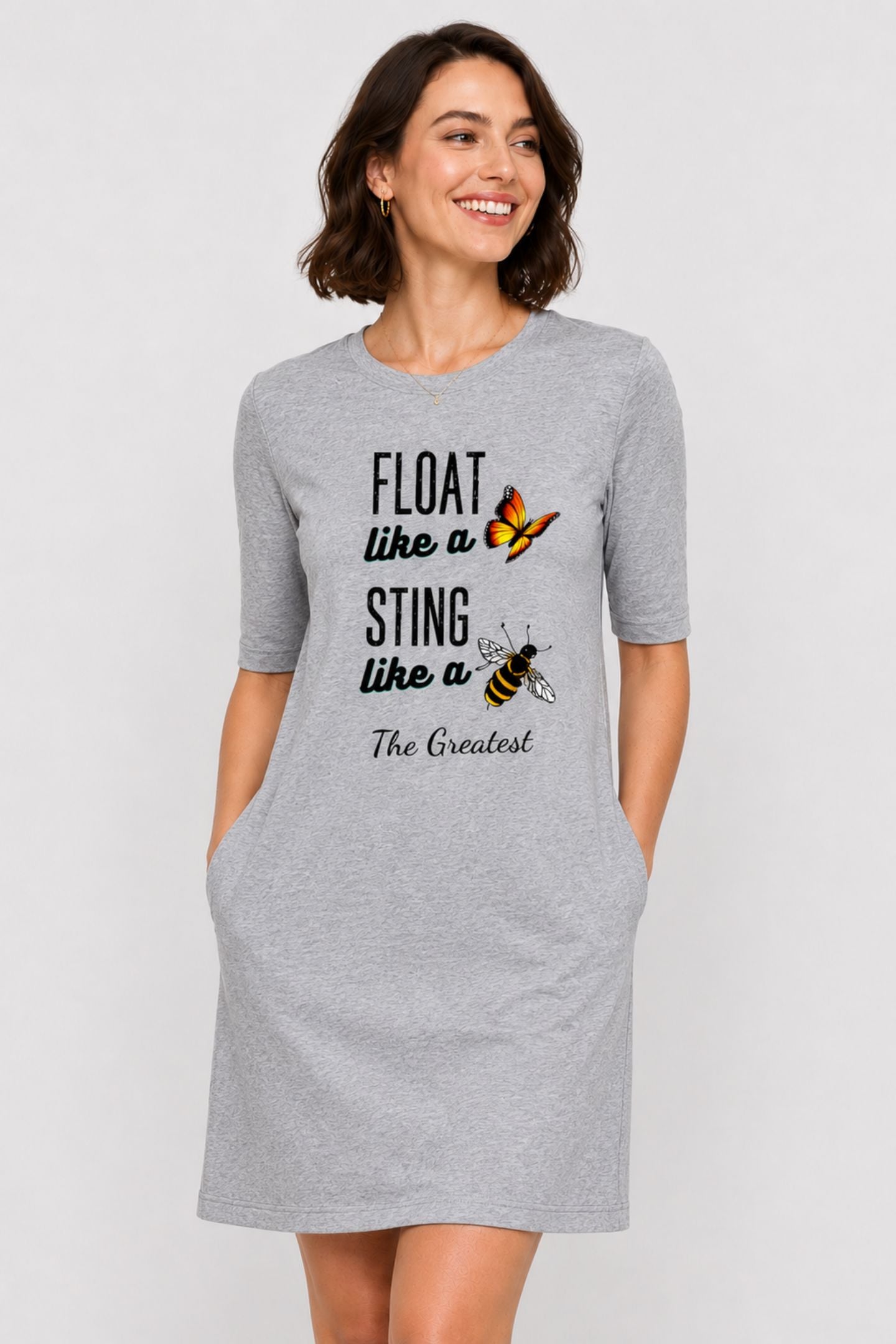 T-shirt Dress With Pockets - Bee The Greatest (3 Colours) (Slim Fit)