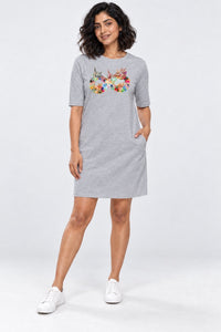 T-shirt Dress With Pockets - Infinity Cat Love (3 Colours) (Slim Fit)