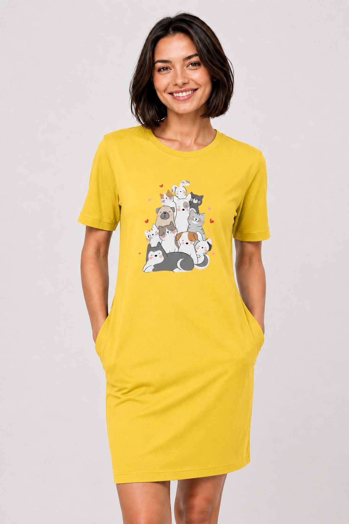 T-shirt Dress With Pockets - Cuddle Crew (5 Colours) (Slim Fit)