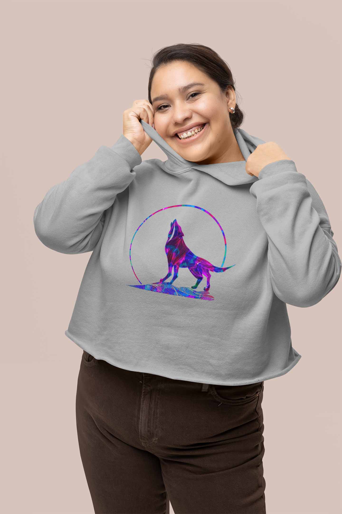Crop Hoodie (Women) - Spirit Wolf (3 Colours)