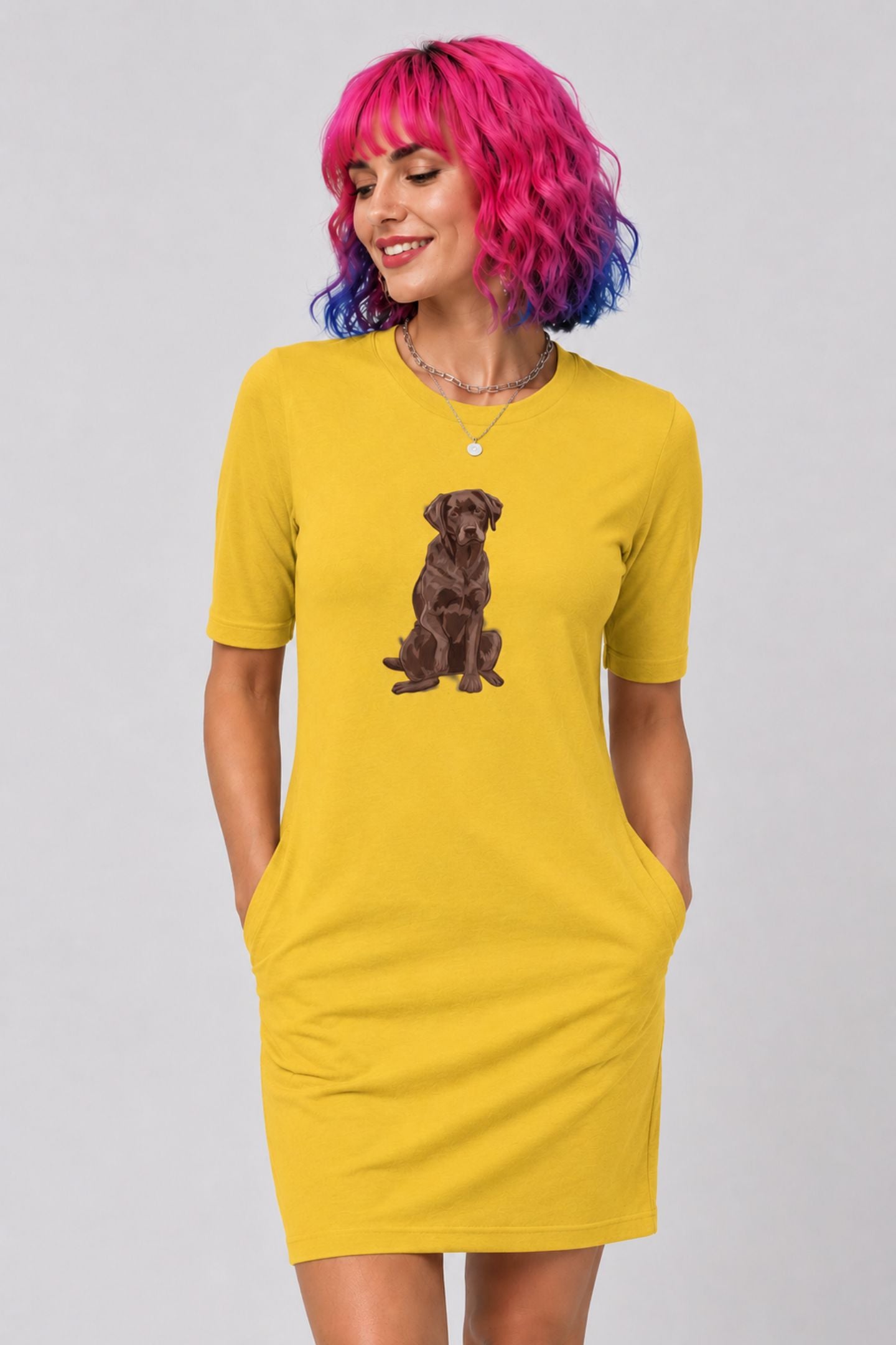 T-shirt Dress With Pockets - Chocolate Charm (3 Colours) (Slim Fit)