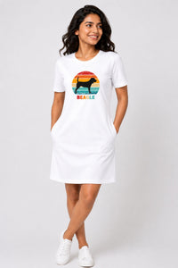 T-shirt Dress With Pockets - Beagle Sunset (3 Colours) (Slim Fit)
