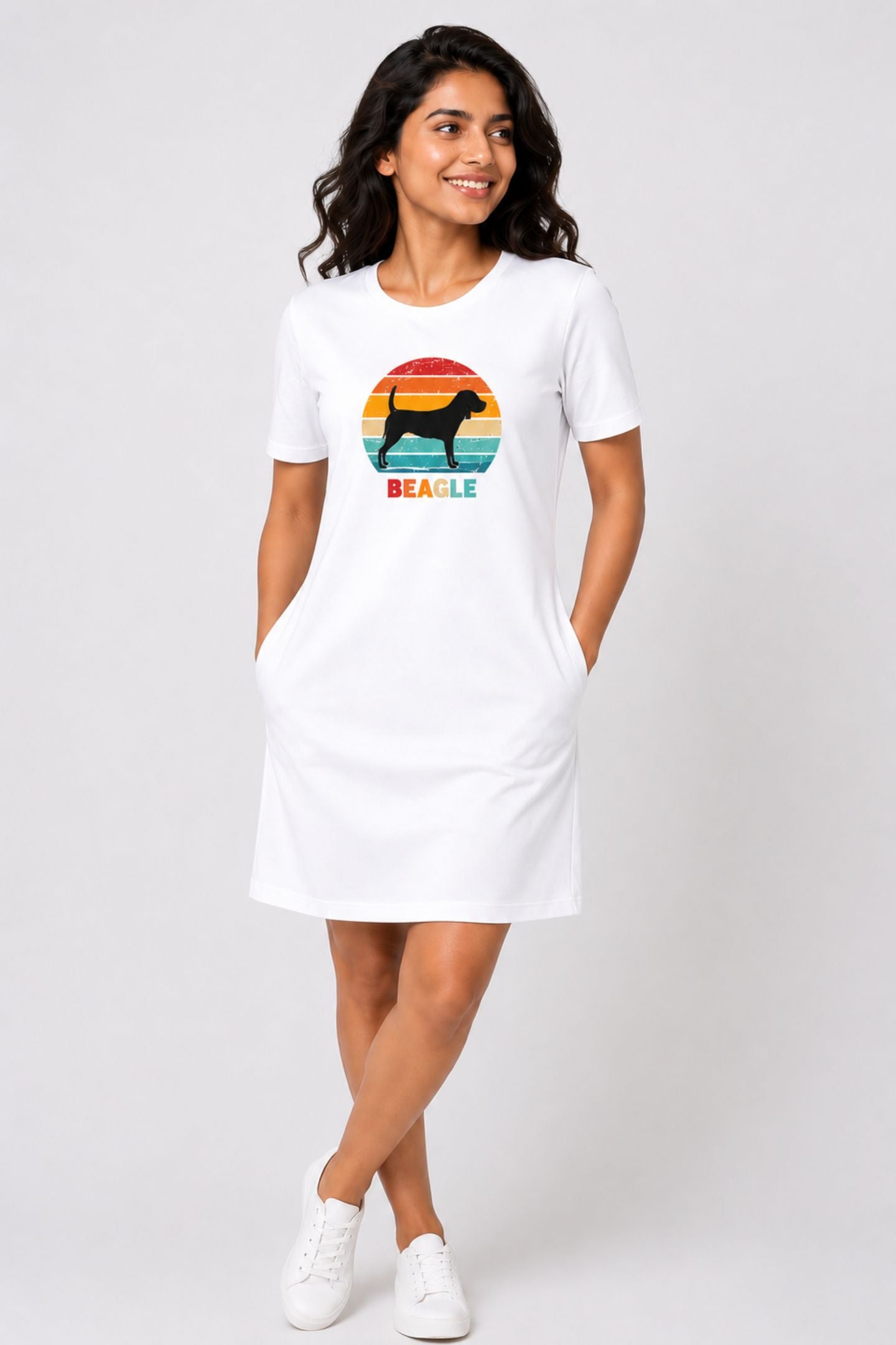 T-shirt Dress With Pockets - Beagle Sunset (3 Colours) (Slim Fit)