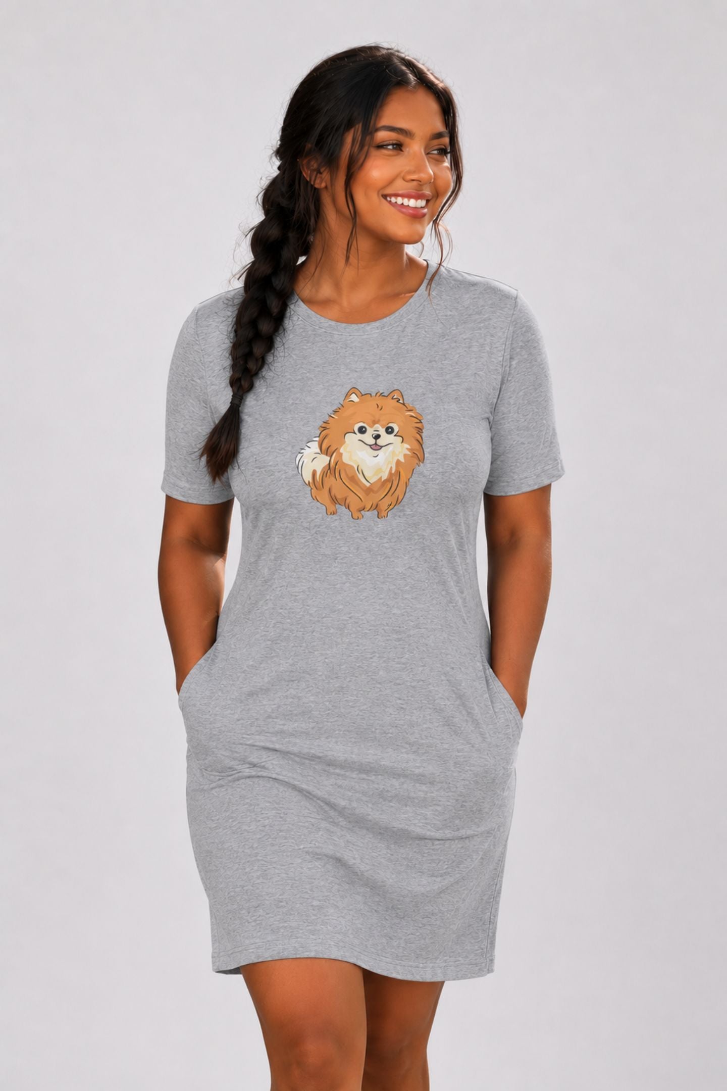 T-shirt Dress With Pockets - Floofy Pom Pom (6 Colours) (Slim Fit)