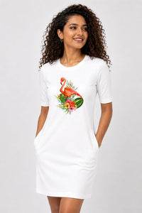 T-shirt Dress With Pockets - Fashionable Flamingo (5 Colours) (Slim Fit)