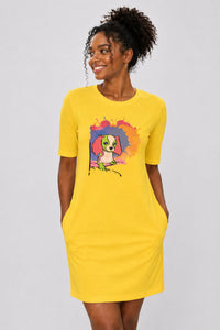 T-shirt Dress With Pockets - Cavalier King Charles Spaniel (4 Colours) (Slim Fit)