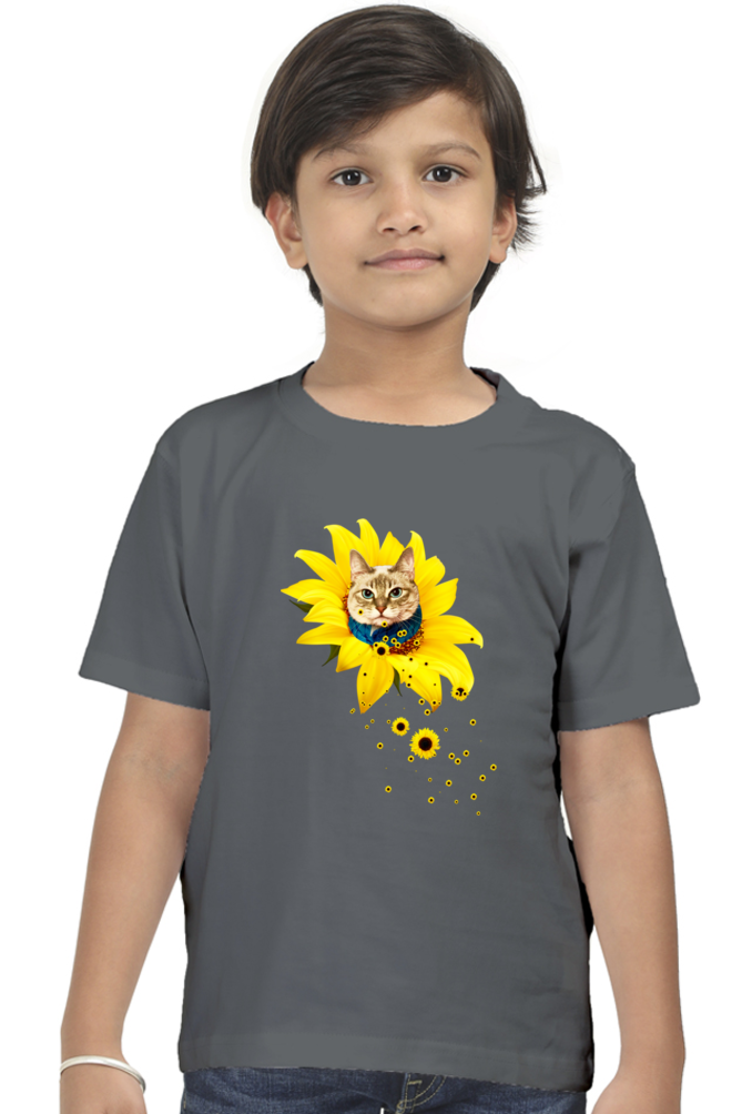 Round Neck T-Shirt (Boys) - A Meowment Of Sunshine (10 Colours)