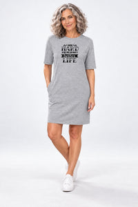 T-shirt Dress With Pockets - Hardworking Pawrent (3 Colours) (Slim Fit)