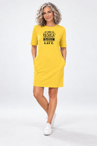 T-shirt Dress With Pockets - Hardworking Pawrent (3 Colours) (Slim Fit)