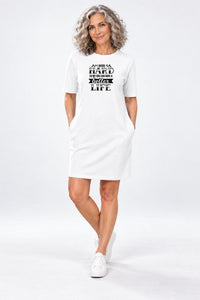 T-shirt Dress With Pockets - Hardworking Pawrent (3 Colours) (Slim Fit)