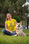 Round Neck T-Shirt (Women) - Happy Corgi (10 colours)