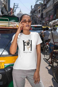 Round Neck T-Shirt (Women) - Hang In There Pug (10 colours)