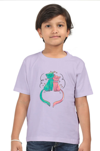 Round Neck T-Shirt (Boys) - Cats In Love (10 Colours)