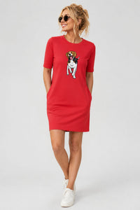 T-shirt Dress With Pockets - Fun Loving Beagle (6 Colours) (Slim Fit)
