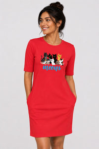 T-shirt Dress With Pockets - Cat Chaos (4 Colours) (Slim Fit)
