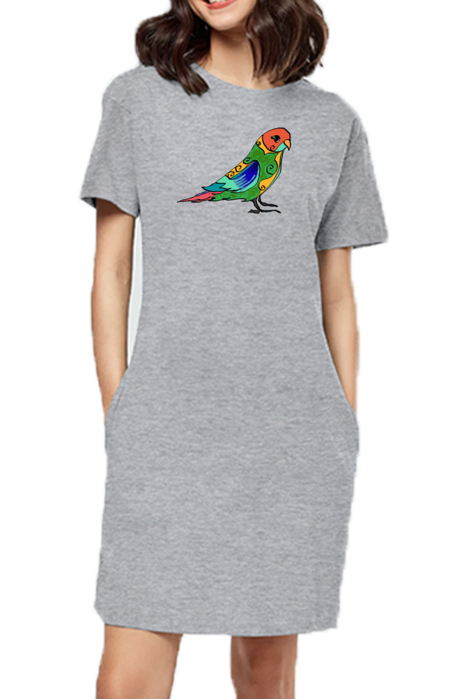T-shirt Dress With Pockets - Pretty Jandaya Parakeet (3 Colours)