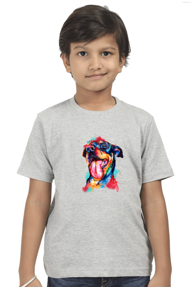Round Neck T-Shirt (Boys) - Pawfectly Bright Hound (10 Colours)