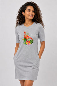 T-shirt Dress With Pockets - Fashionable Flamingo (5 Colours) (Slim Fit)