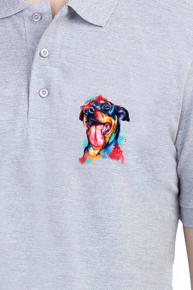 Polo Neck T-Shirt (Men) - Pawfectly Bright Hound (8 Colours)