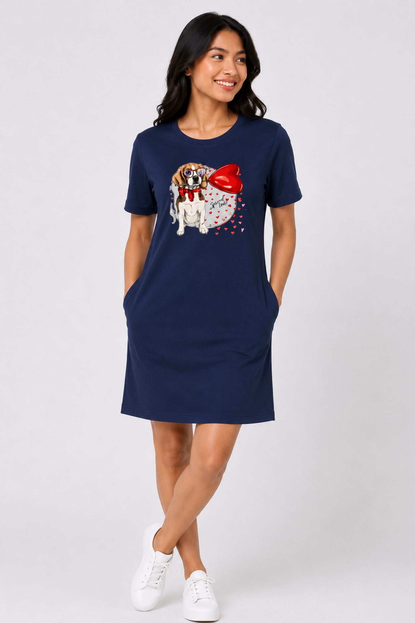 T-shirt Dress With Pockets - Beagle Furever Love (6 Colours) (Slim Fit)