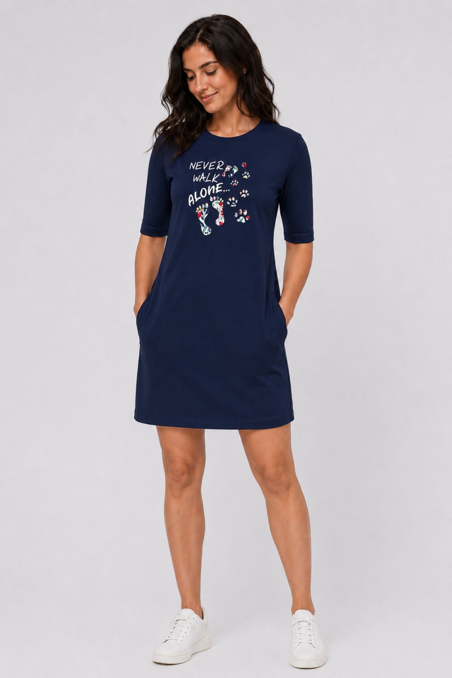 T-shirt Dress With Pockets - Forever Footsteps (3 Colours) (Slim Fit)