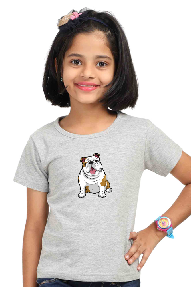 Round Neck T-Shirt (Girls) - Wringkly Sprinkly Bulldog (7 Colours)