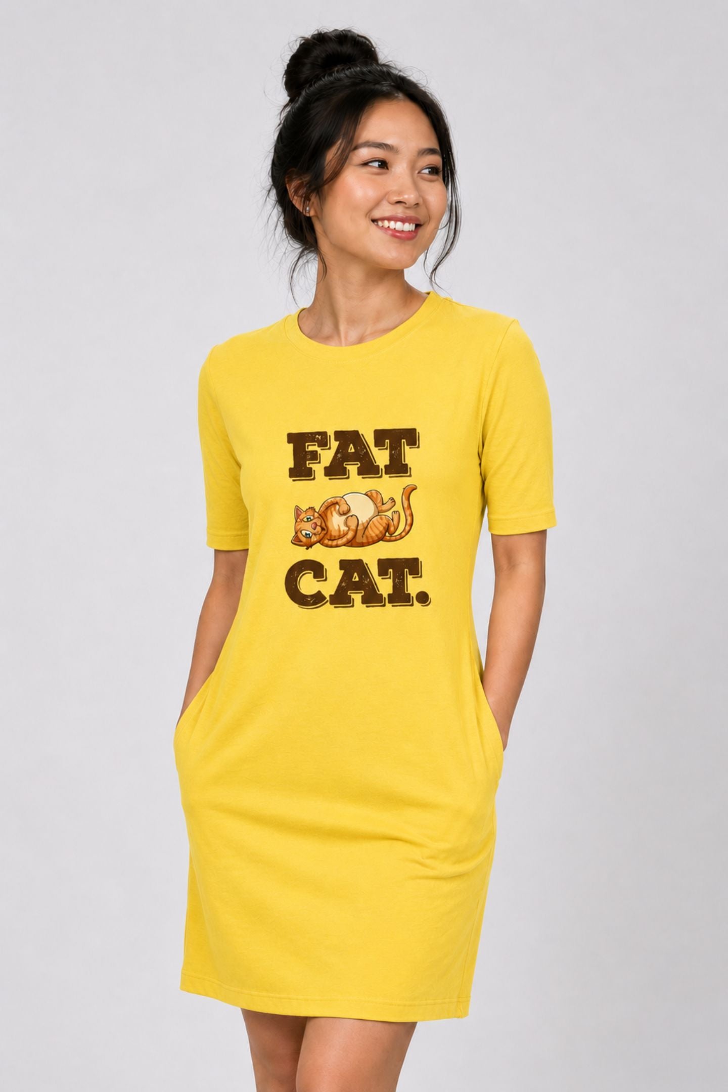 T-shirt Dress With Pockets - Fat Cat (3 Colours) (Slim Fit)